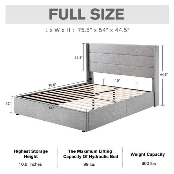 Mercury Row® Verdugo Hydraulic Lift Up Storage Upholstered Platform Bed
